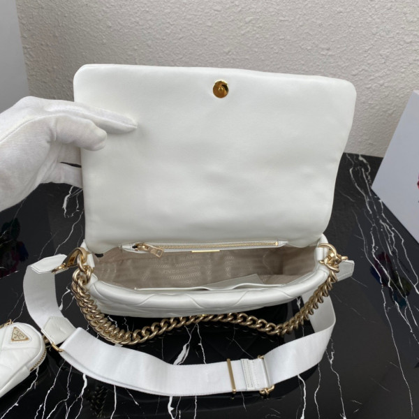 Pra*a system nappa leather patchwork bag