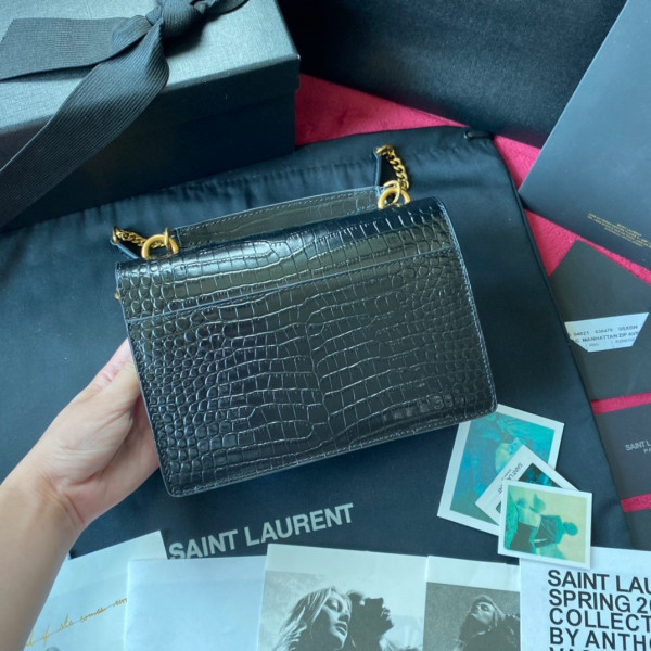 Y*L sunset in crocodile-embossed shiny leather