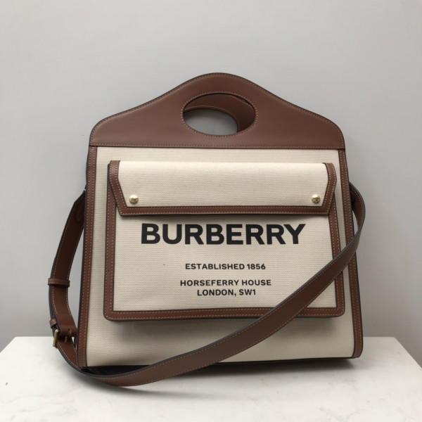 B**rry medium two-tone canvas and leather pocket tote