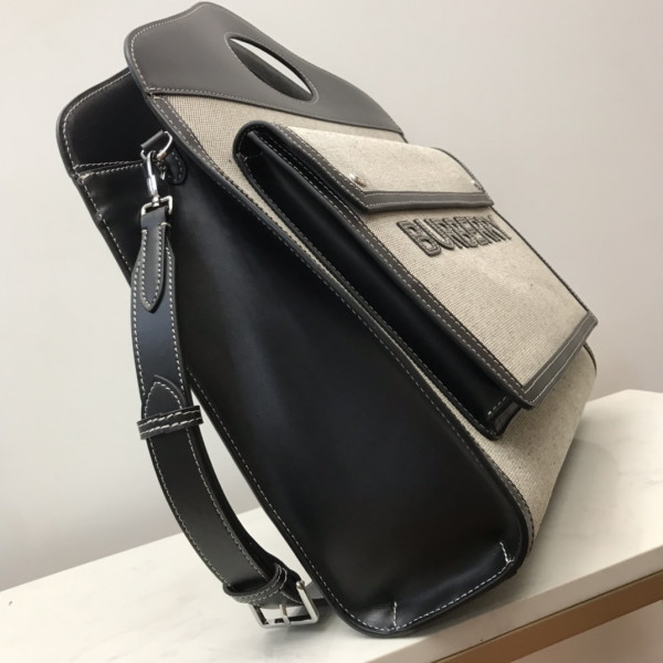 B**rry medium two-tone canvas and leather pocket tote