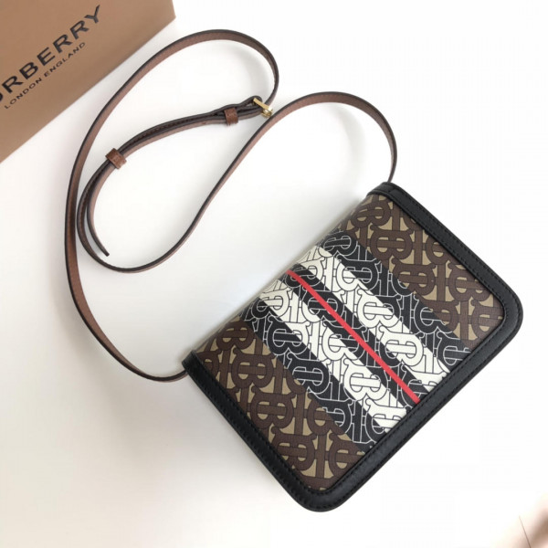 B**rry monogram stripe e-canvas note crossbody bag