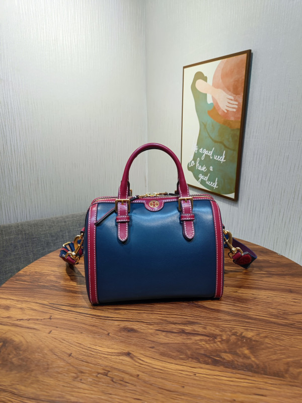 TORY BURCH jacquard wine barrel bag