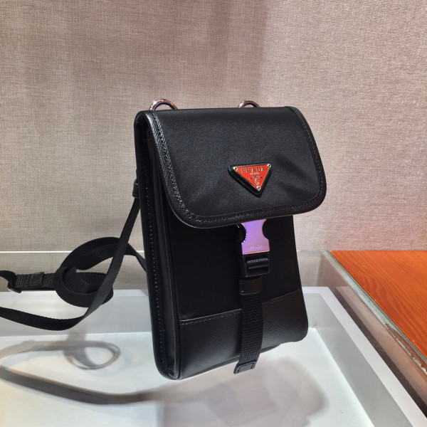 Pra*a nylon and saffiano leather smartphone case