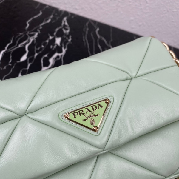 Pra*a system nappa leather patchwork bag