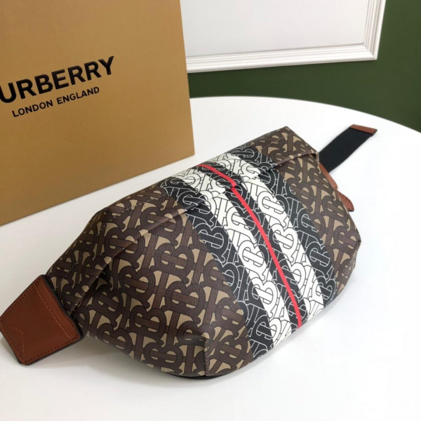 B**rry tmonogram stripe print e-canvas bum bag
