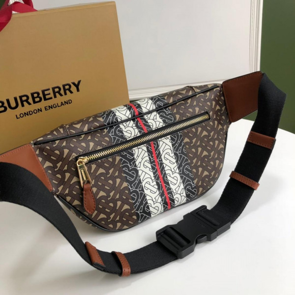 B**rry tmonogram stripe print e-canvas bum bag
