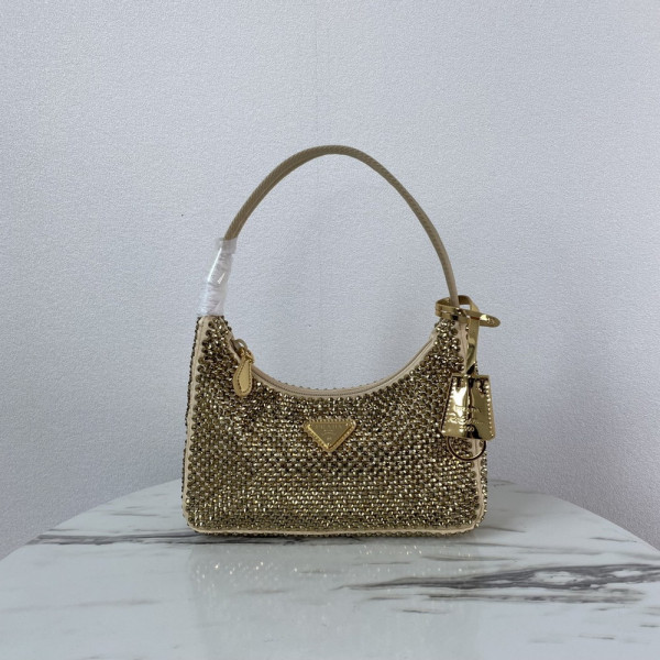 Pra*a satin mini-bag with artificial crystals