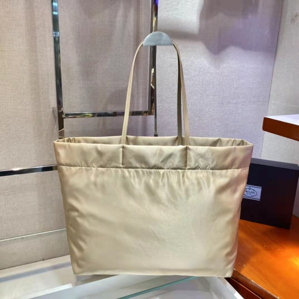 Pra*a re-nylon and saffiano leather tote bag