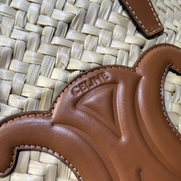 CELIN* TRIOMPHE CELIN* CLASSIC PANIER IN PALM LEAVES AND CALFSKIN