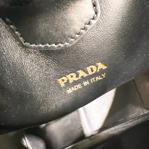 Pra*a large leather shoulder bag with topstitching