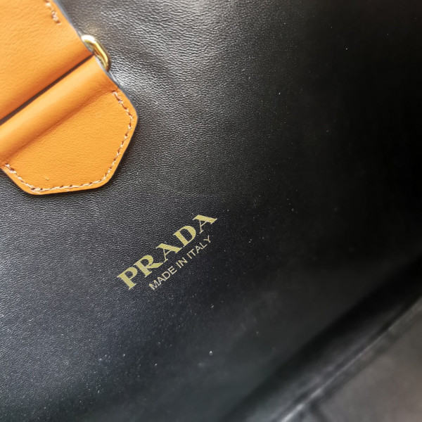 Pra*a large leather shoulder bag with topstitching