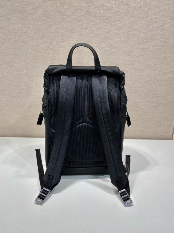 Pra*a re-nylon and brushed leather backpack