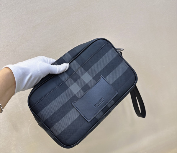 B**rry check and leather pouch