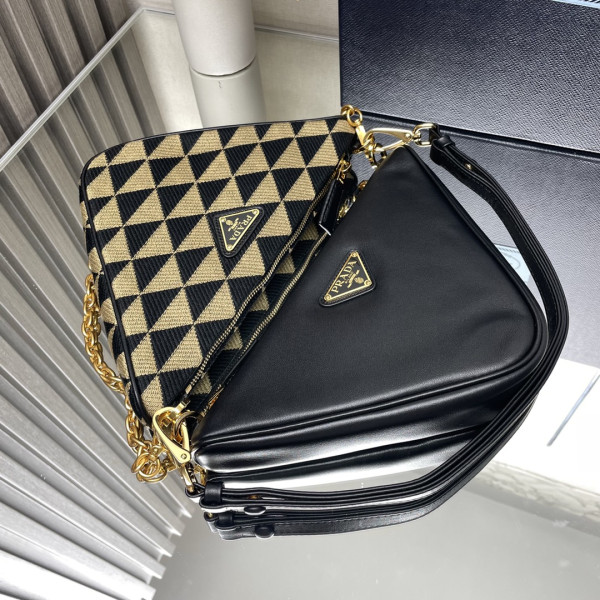 Pra*a triangular sequined pouch-26*16*13cm