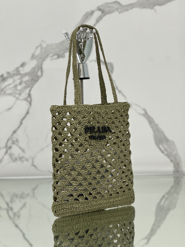 Pra*a woven fabric crochet tote bag