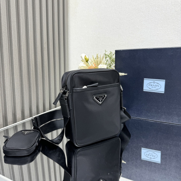 Pra*a re-nylon and saffiano shoulder bag
