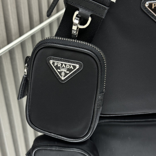 Pra*a re-nylon and saffiano shoulder bag