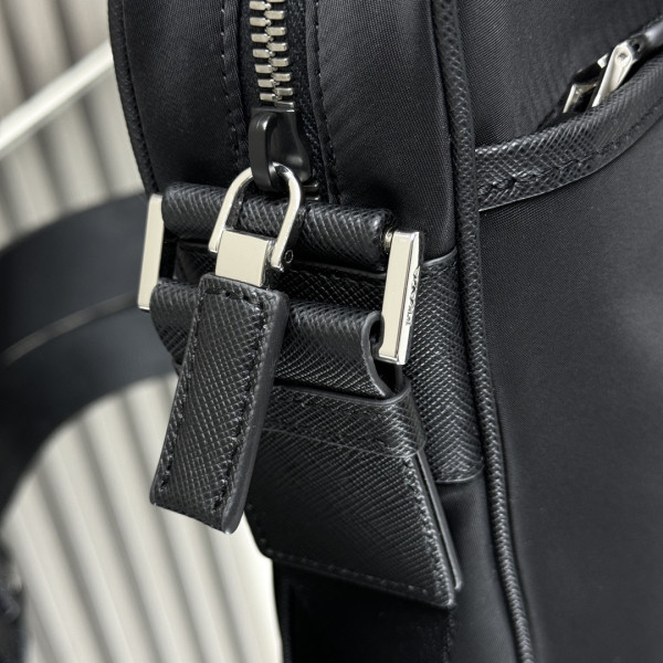 Pra*a re-nylon and saffiano shoulder bag