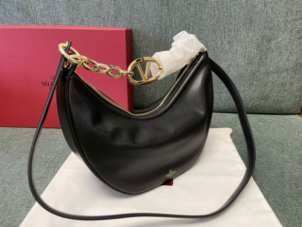 VALENTINO Small Vlogo Moon Hobo Bag - 29*23*11CM