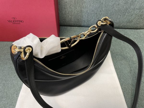 VALENTINO Small Vlogo Moon Hobo Bag - 29*23*11CM