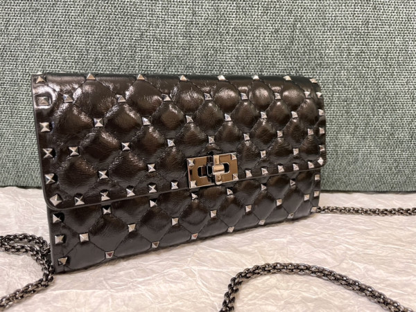 Valentino Rockstud Spike Nappa Leather Crossbody Clutch Bag