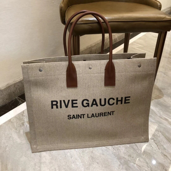Y*L rive gauche tote bag in printed linen and leather